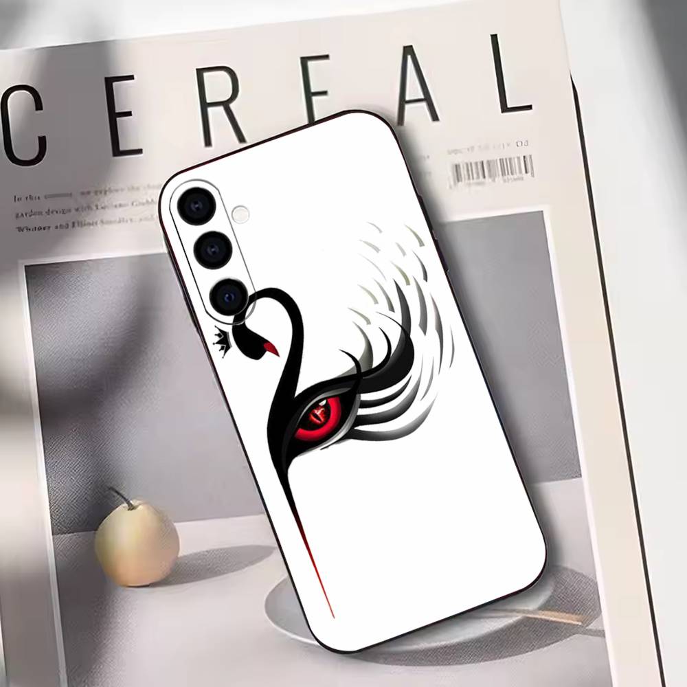 Luxury Black White Swan Phone Case Black Silicone Soft For Samsung Galaxy A73,A72,A71,A70,A53,A52,A51