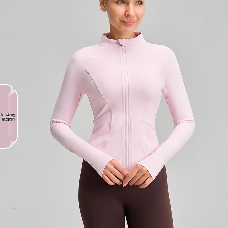 Women's Slimming Long Sleeve Stand Collar Sports Top - Elastic and Elegant Yoga & Running Fitness Jacket