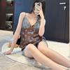 Printed Tencel Cotton Suspender Pajamas Set with Chest Pad Light Luxury Home High-end Women's Loungewear Pajamas Summer