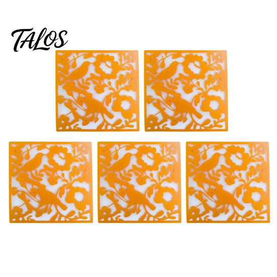 Hollow Carved Screen 5Pcs Hanging Room Divider Panel, Flower Butterfly Bird Wall Screen, Retro Square Decorative Partition Panel for Home Living