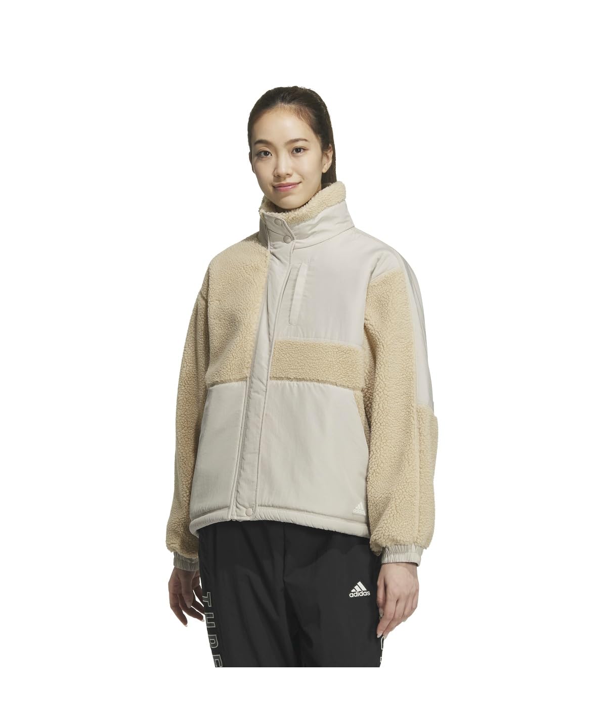

Adidas KTX54 Fleece Warding Jacket in Magic Beige Women s Loose-Fit Full-Zip (JG8222)