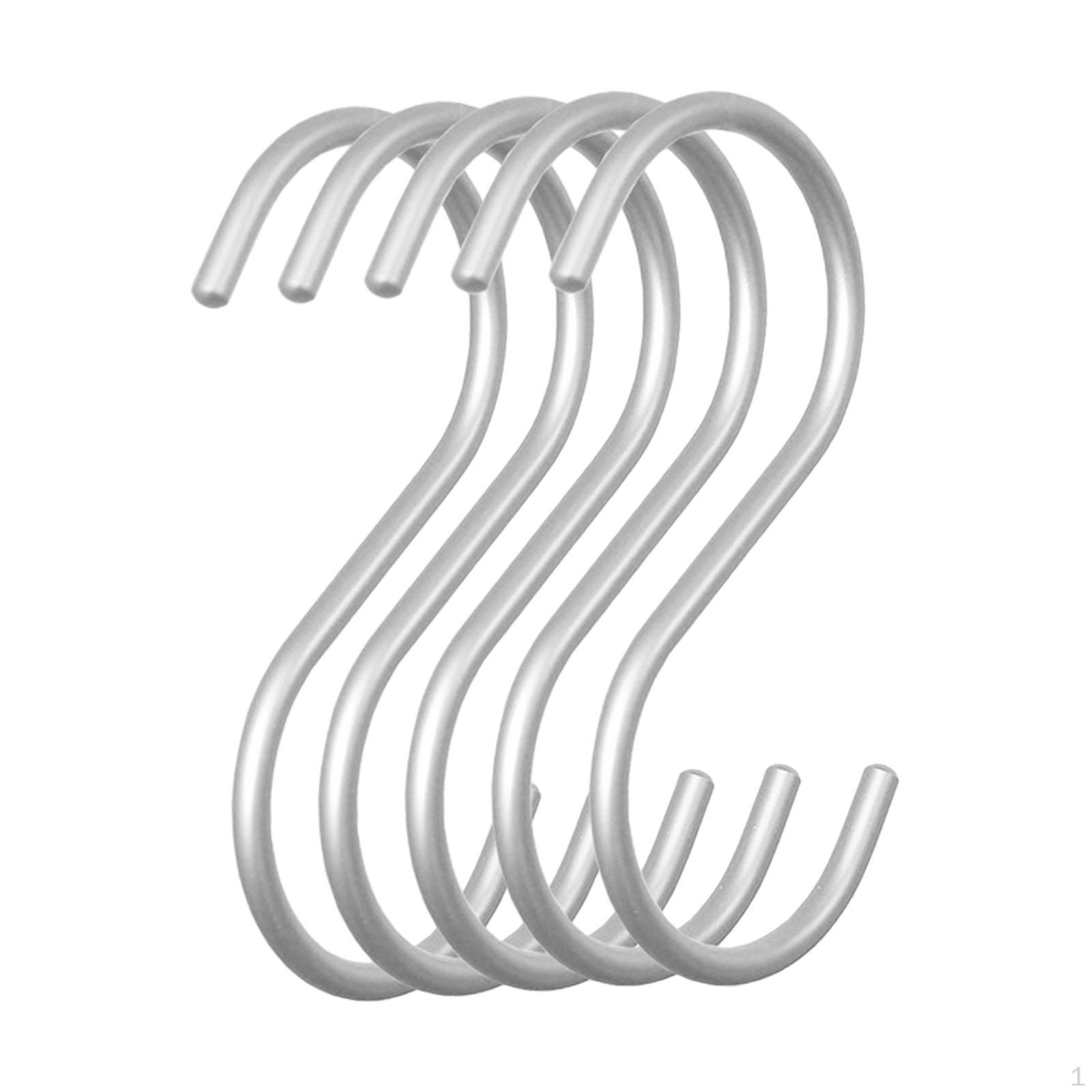 

5 штук Крючок для шкафа S-образный крючок для кухонной утвари из алюминиевого сплава, Вешалка для хранения в шкафу для полотенец silver