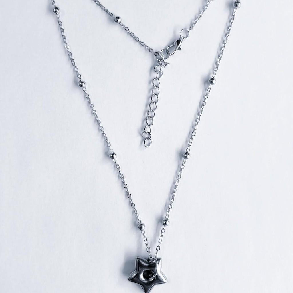 Alloy Star Shaped Pendant Necklace With Cross Chain For Trendy Summer Wear Unisex Jewelry