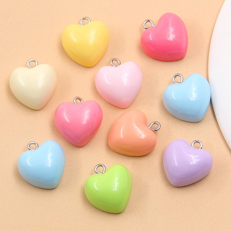 9-Color Geometric Heart Resin Charms: 17x18mm for Bags, Necklaces, Bracelets, Phone Pendants