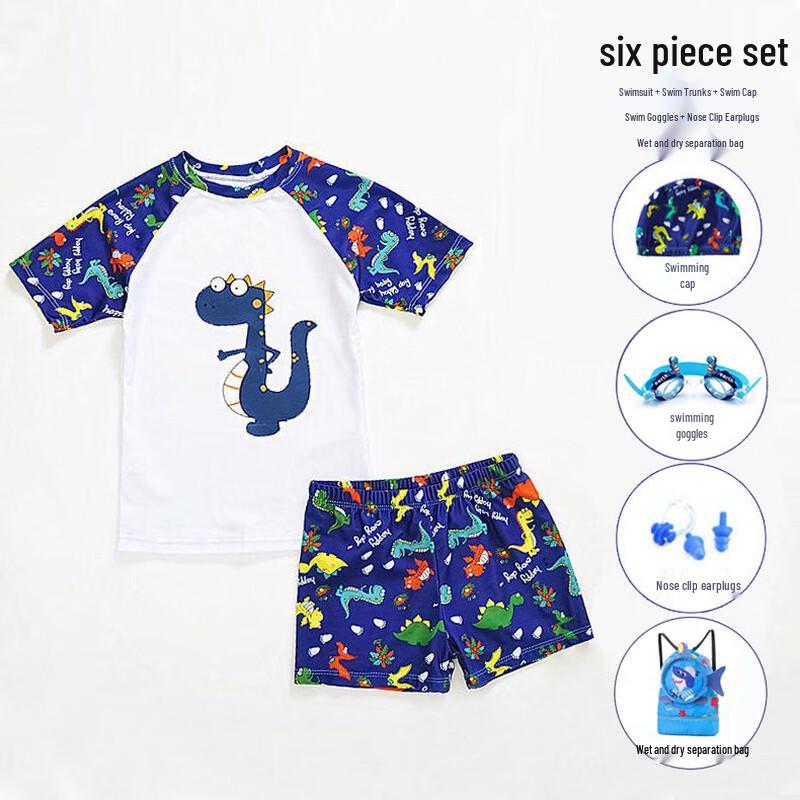 KND Boys Cartoon Dinosaur Split Swimsuit 6-Piece Set