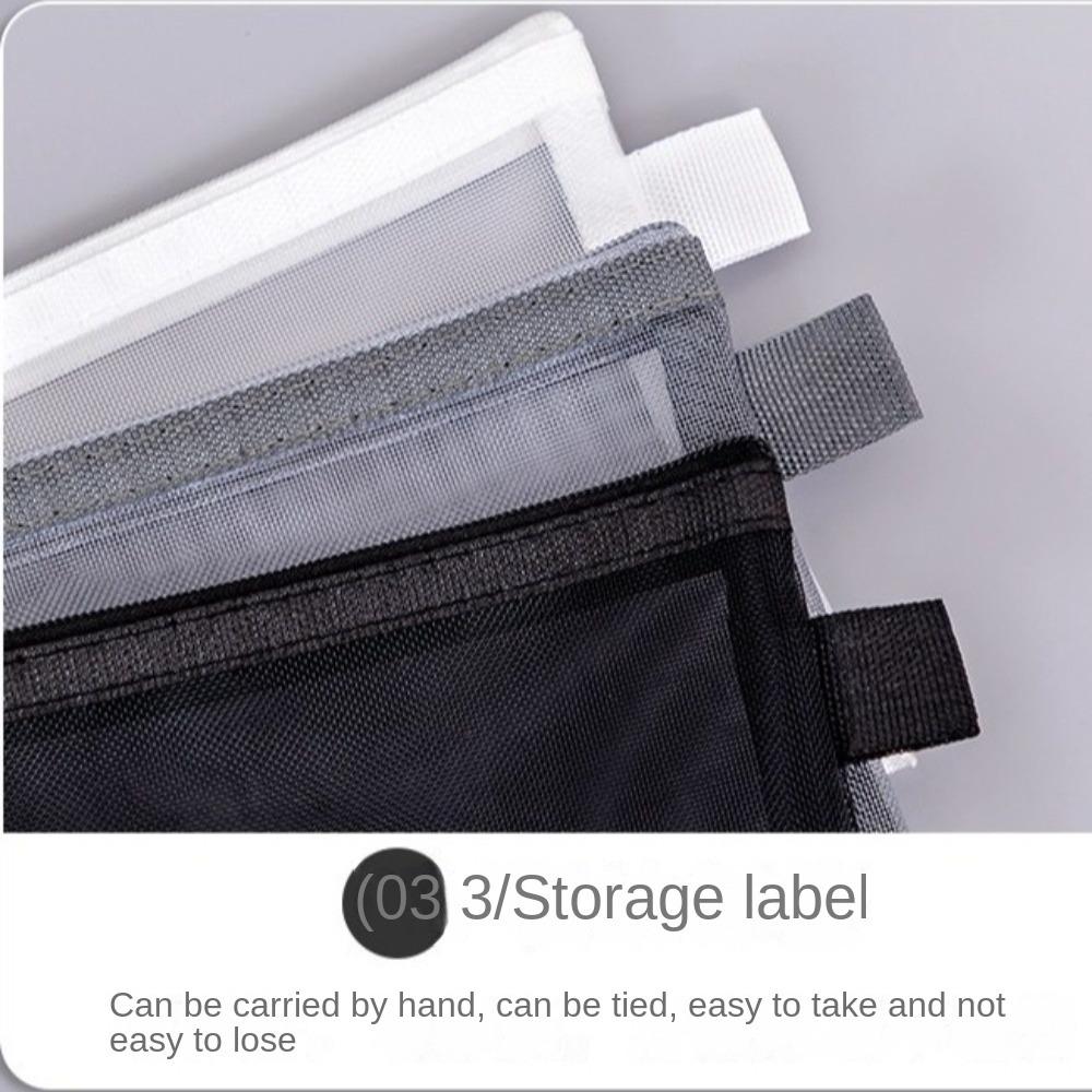Large-Capacity Mesh Pencil Bag Nylon Stationery Pouch New Transparent Stationery Bag Kids