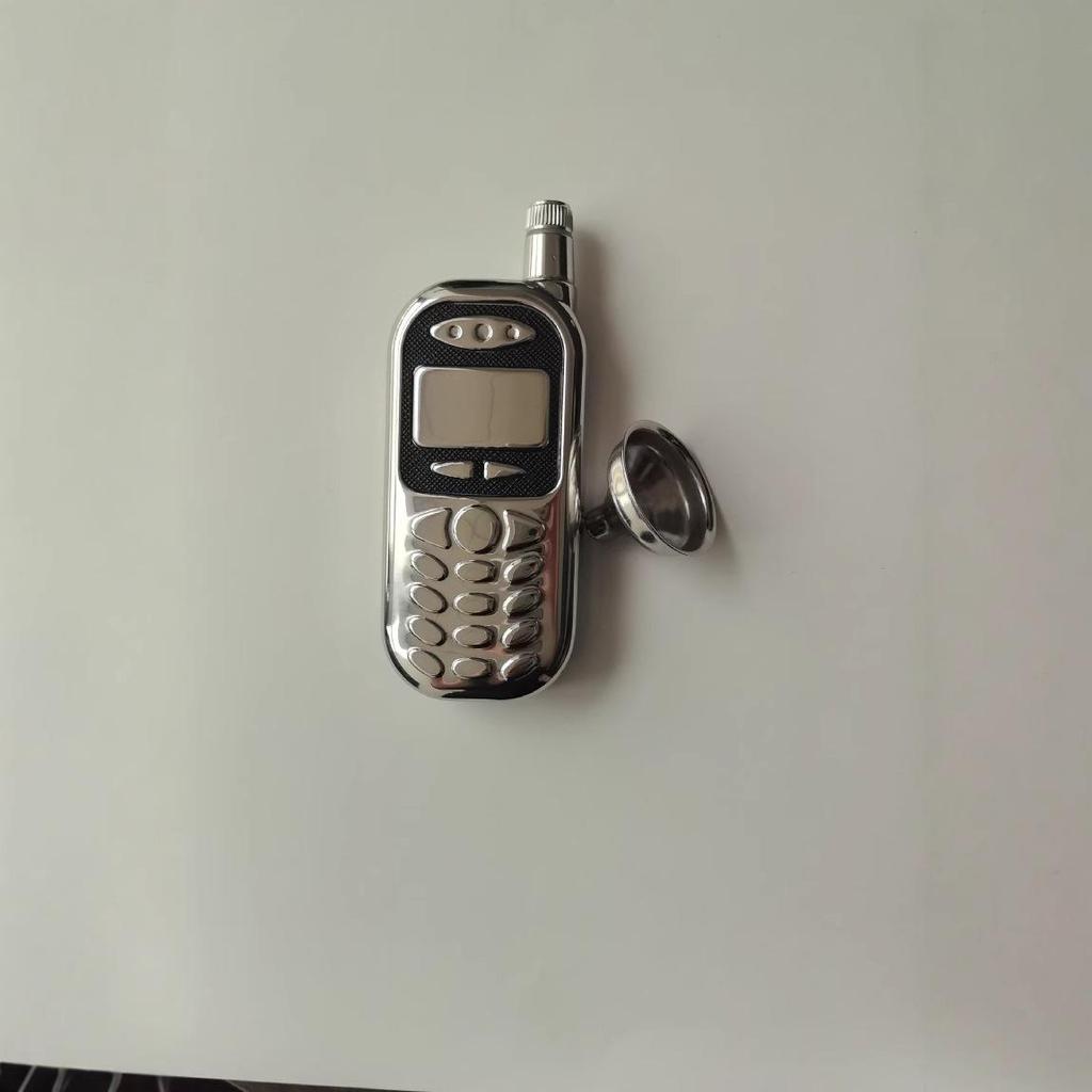 Recipient metalic de buzunar din oțel inoxidabil, în formă de telefon mobil retro, cu finisaj oglindă, 3 oz