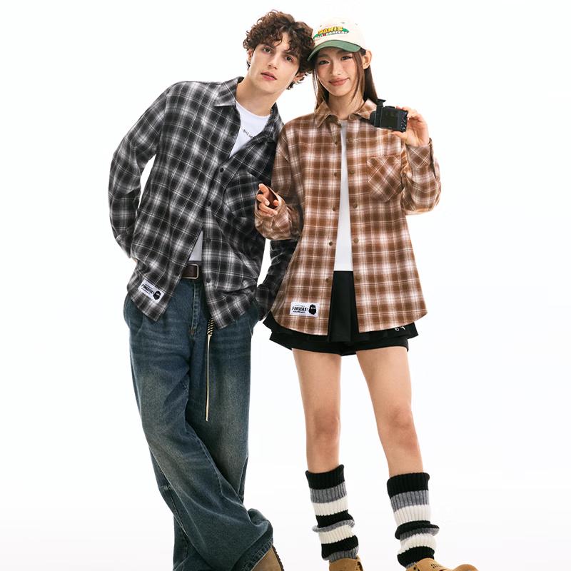 Fingercroxx Men's Flannel Plaid Shirt Jacket