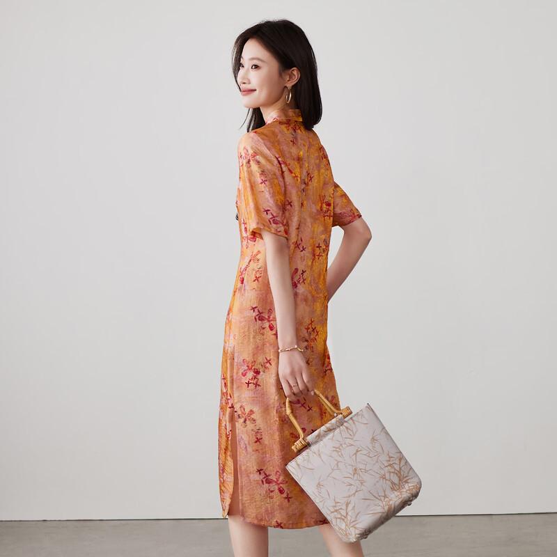 New Chinese Style Retro Print Straight Dress