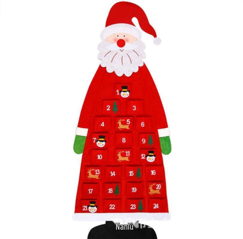 

Сделай сам фетровый рождественский адвент-календарь с Сантой и украшениями для детей красный