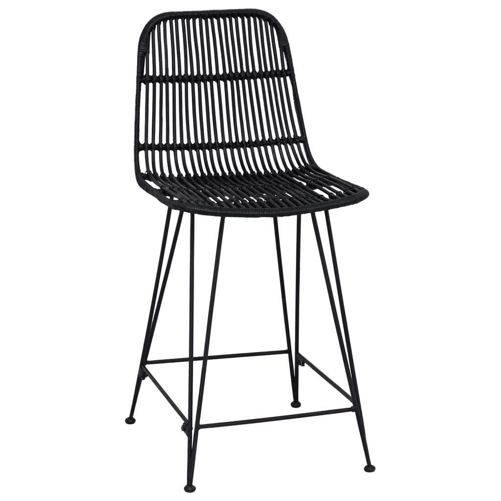 Bar Stools 2 Pcs Black 44 X 54 X 96 Cm Rattan and Steel