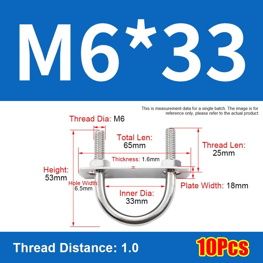 1Set Screws M6 Round Tube Clamp 304 Stainless Steel Right Angle U-bolt Round Bolt  for Round Tube