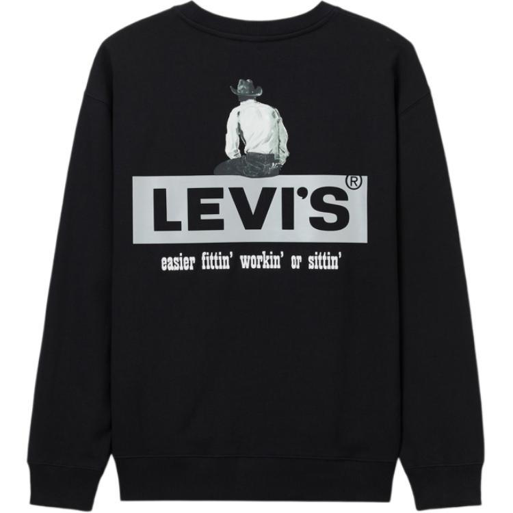 Levis Loose Fit Printed Ribbed Crew Neck Long Sleeve Sweatshirt Men sweatshirt Black 0019C-0000