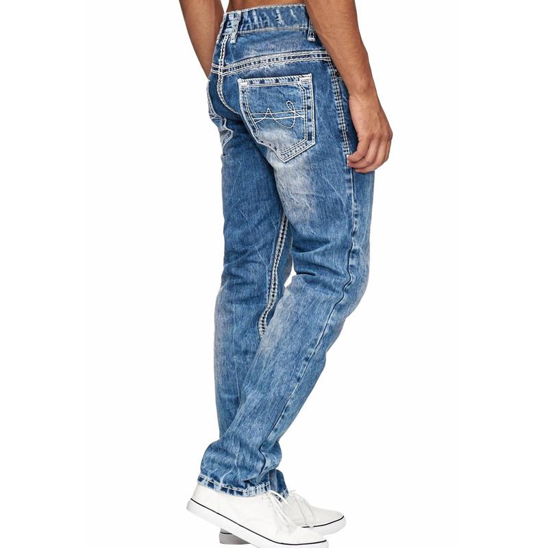 Open-line Jeans Men's Jeans Basic Streetwear Thick Seams Regular Fit Casual Plus Size Long Pants