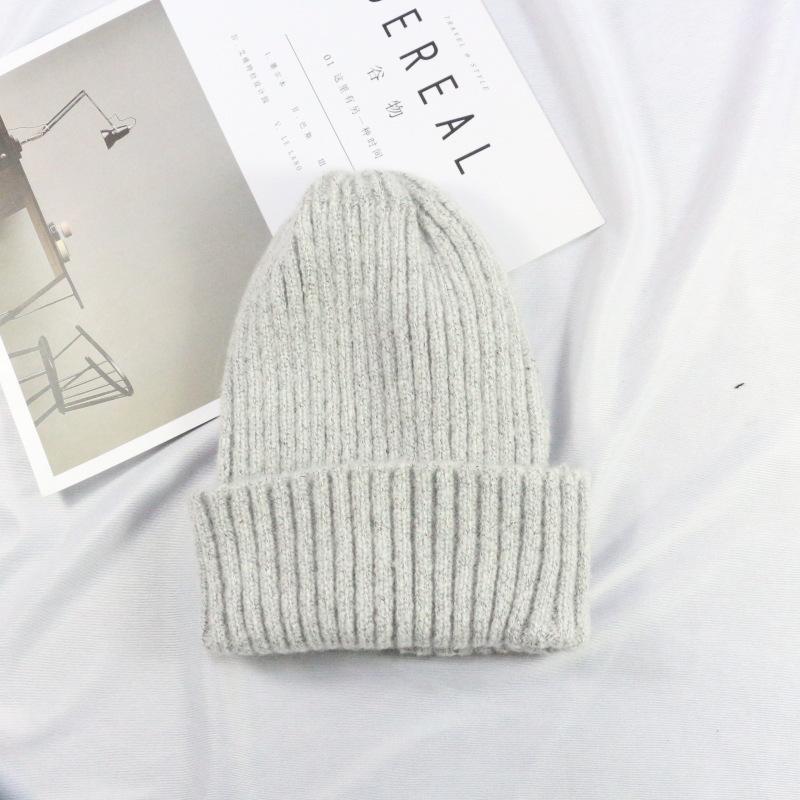 Autumn and Winter Warm Chic Knitted Hat Solid Color Crimped Casual Wool Hat Schoolgirl