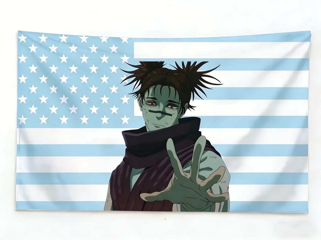 JJujutsu KKaisen Choso Tapestry Pink Blue American Flag Tapestry Suitable For Bedroom Dorm Wall Hanging Decor For Manga Fans
