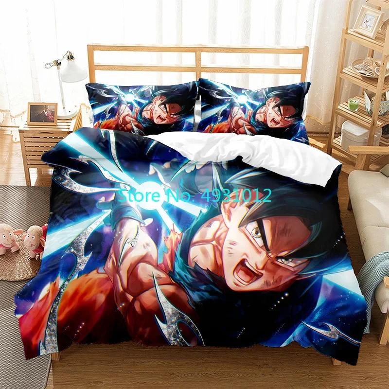 Cool Super Dragon Ball Z Son-Goku Anime Japanese Bedding Set Pillowcase Bedclothes 3D Print Kids Boy Quilt Duvet Cover Gift