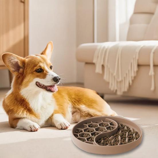 Slow Feeder Dog Bowl Non-Slip Feeding Bowl Slow Down Pet Eating Speed Silicone Pet Food Bowl with Suction Cup for Fast Eaters Cats Dogs Anxiety Relief