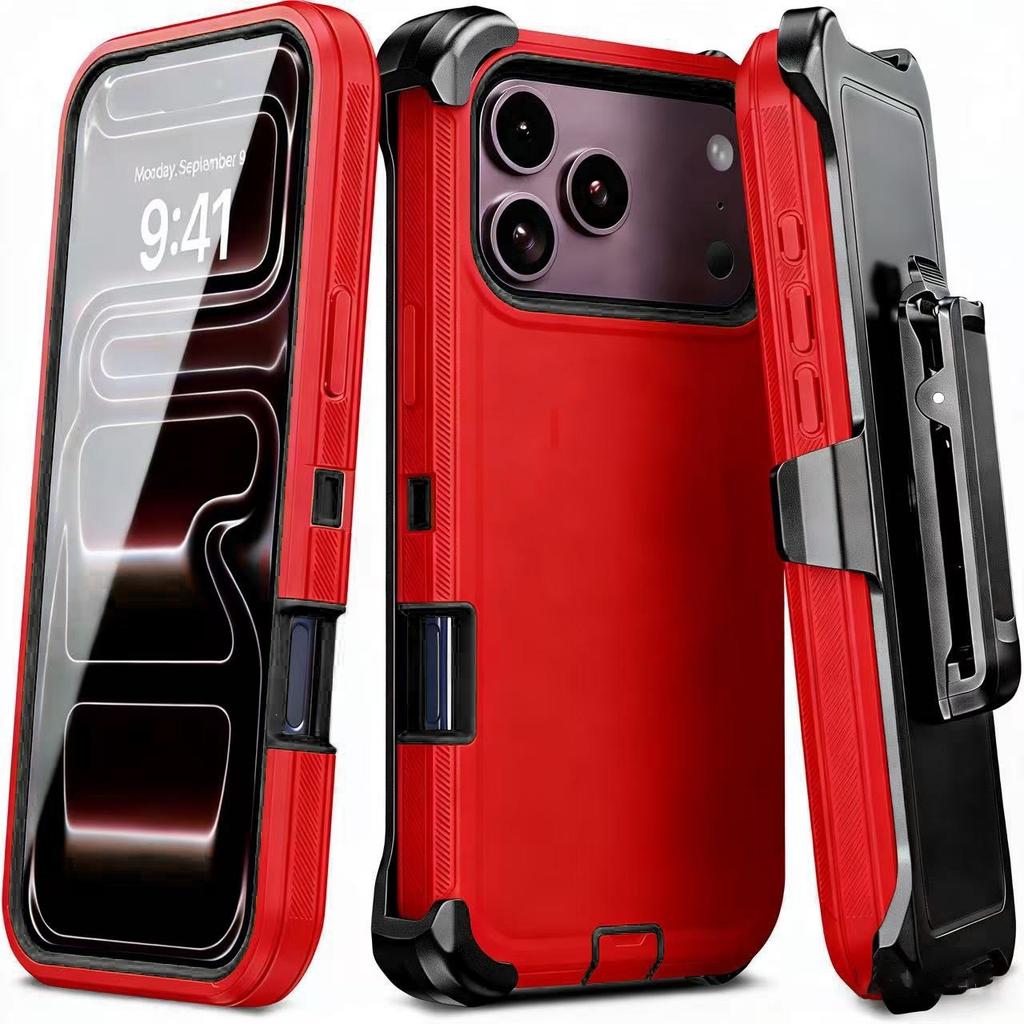 Heavy Duty Hybrid 3IN1 Ott Defender Case For iPhone 17 16 15 14 Plus 13 12 Pro Max Air 17e 16e Shockproof PC Cover With Clip
