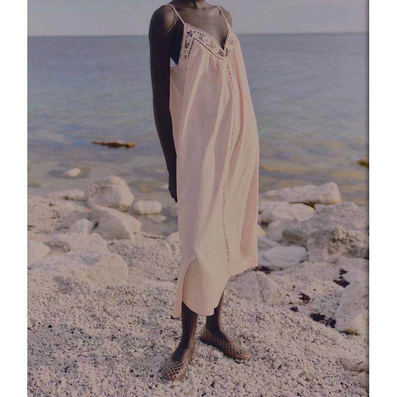 

Заказ для внешней торговли Слинг Сексуальное Летнее Новое С Открытой Спиной Стройнящее H Домашнее Льняное Удобное Повседневное Все-сочетающееся Платье с Индивидуальностью Pink XL