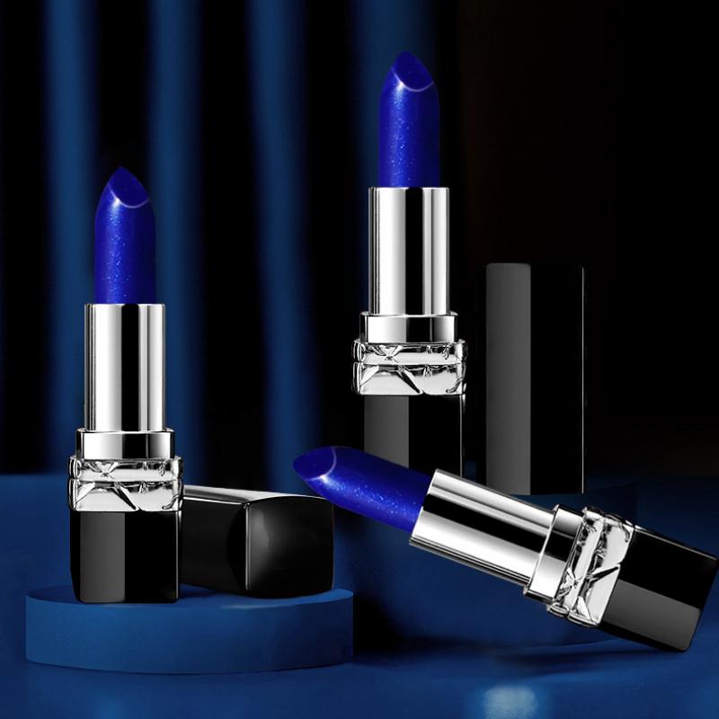 VIBELY Blue Siren Warm Sense Farbwechselnder Lippenstift, langanhaltend, wasserfest, warmer Lippenstift, blauer Perlmutt-Lippenstift