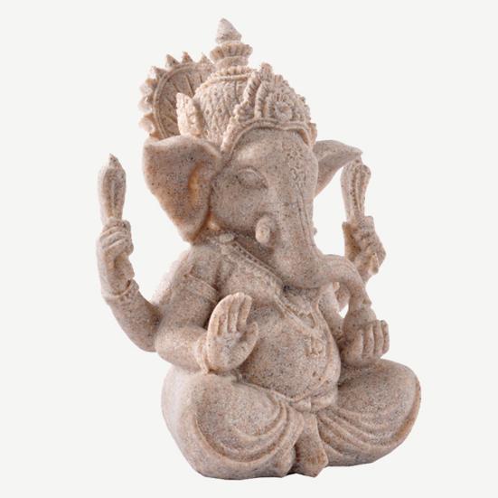 Sandstone Hindu Elephant Statue Ganesha Buddha Sculpture Figurine Home Decor