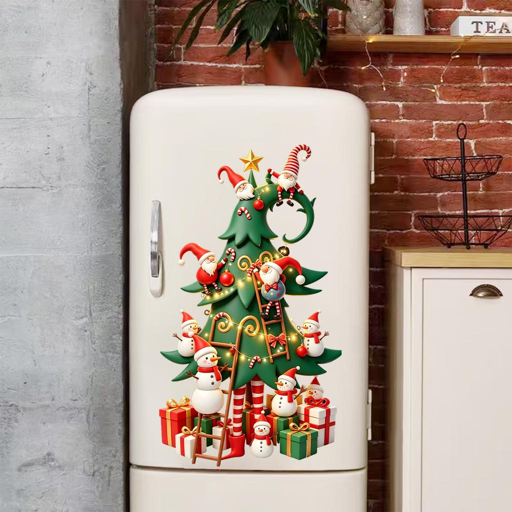 Christmas Elf Dwarf Christmas Tree Refrigerator Magnet for Home Cabinet Door Decorative Sticker