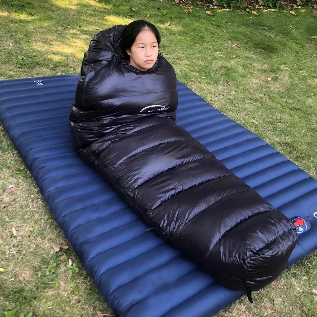 Fengzel utomhus sovsäck formad som en mumie, 90% dun, 400-2500g högkvalitativ dunfyllning, vacker lyster, kan kopplas ihop, flerfärgad, minimum