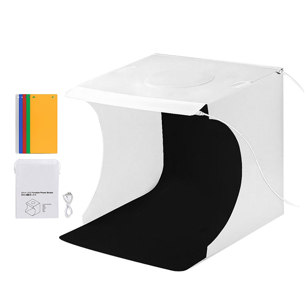 Photo Light Box Foldable USB Powered Portable Mini Photography LED Light Tent with 6 Background for Jewelry Watch White