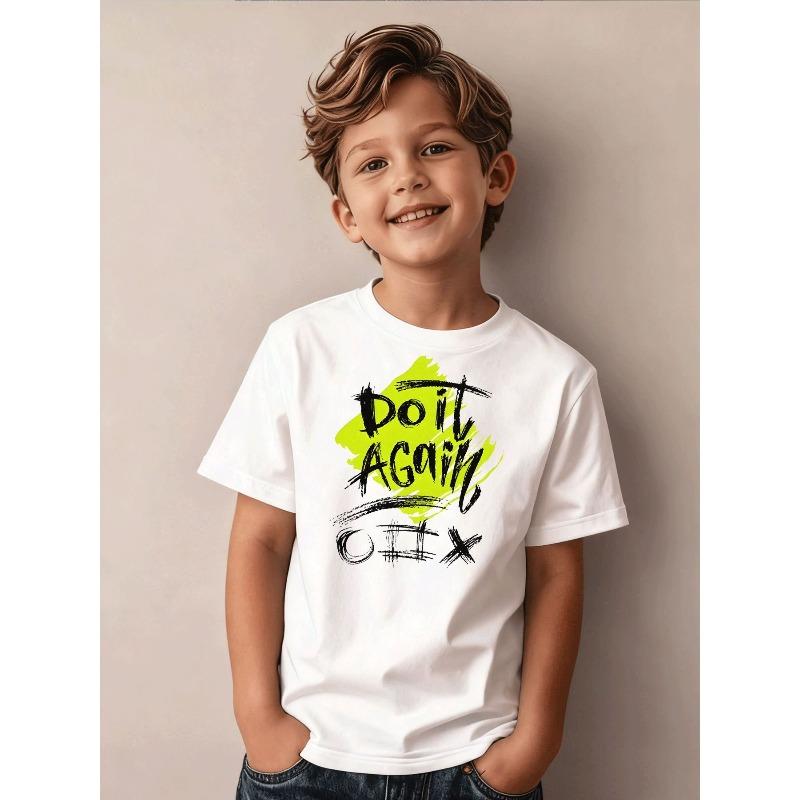 Boys Brush Stroke Doit Again Graffiti Print Crewneck Tee 110 белый