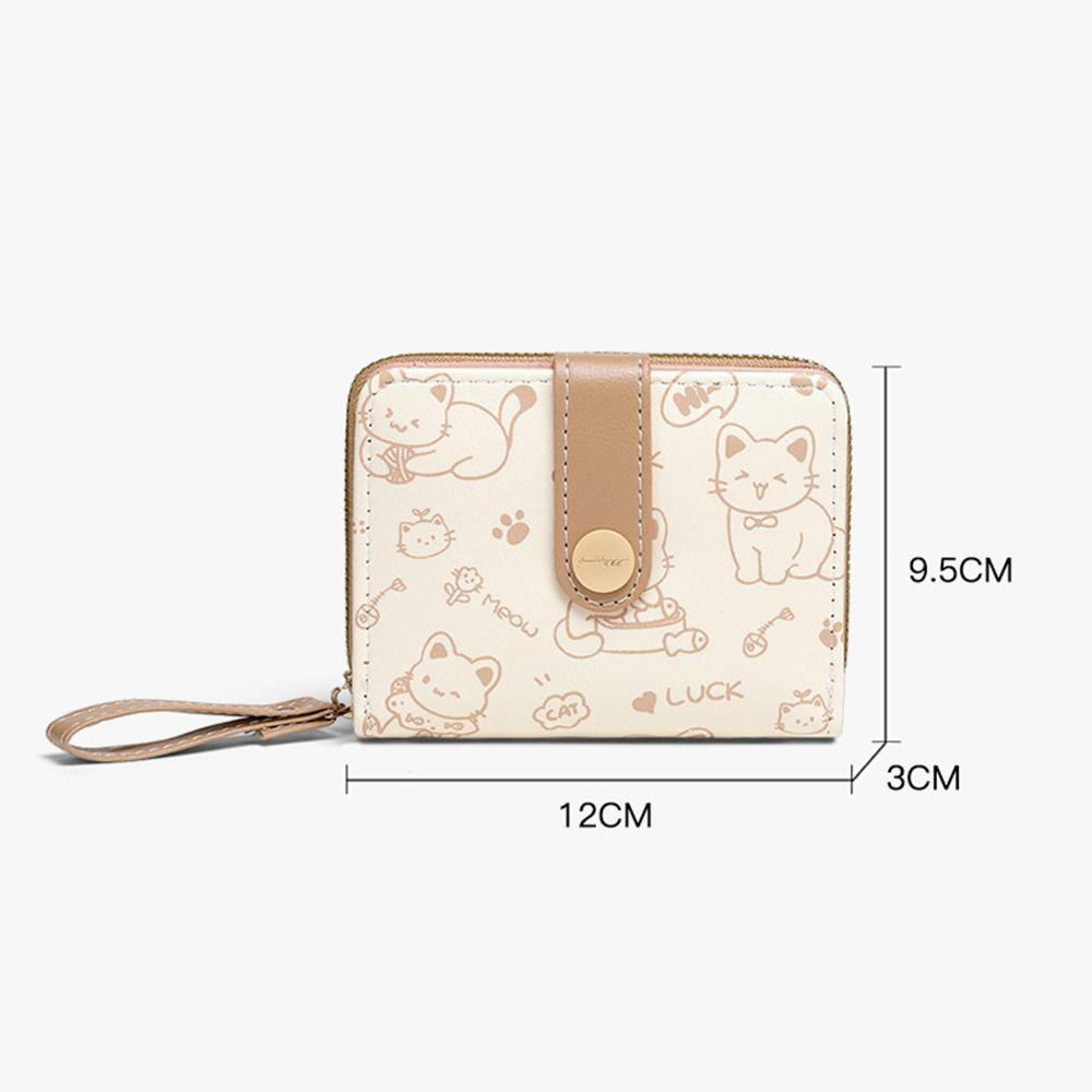 Cute Cat Coin Purse Women Short Wallet PU Leather Large Capacity Wallet Lightweight ID Card Holder Travel Cash Coin Bag