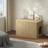80 Cm Wide Hidden Cat Litter Box Cabinet, Multifunctional As Side Table, Modern Boho Style, Natural Wood Look, for Living Room, Hallway and Bedroom