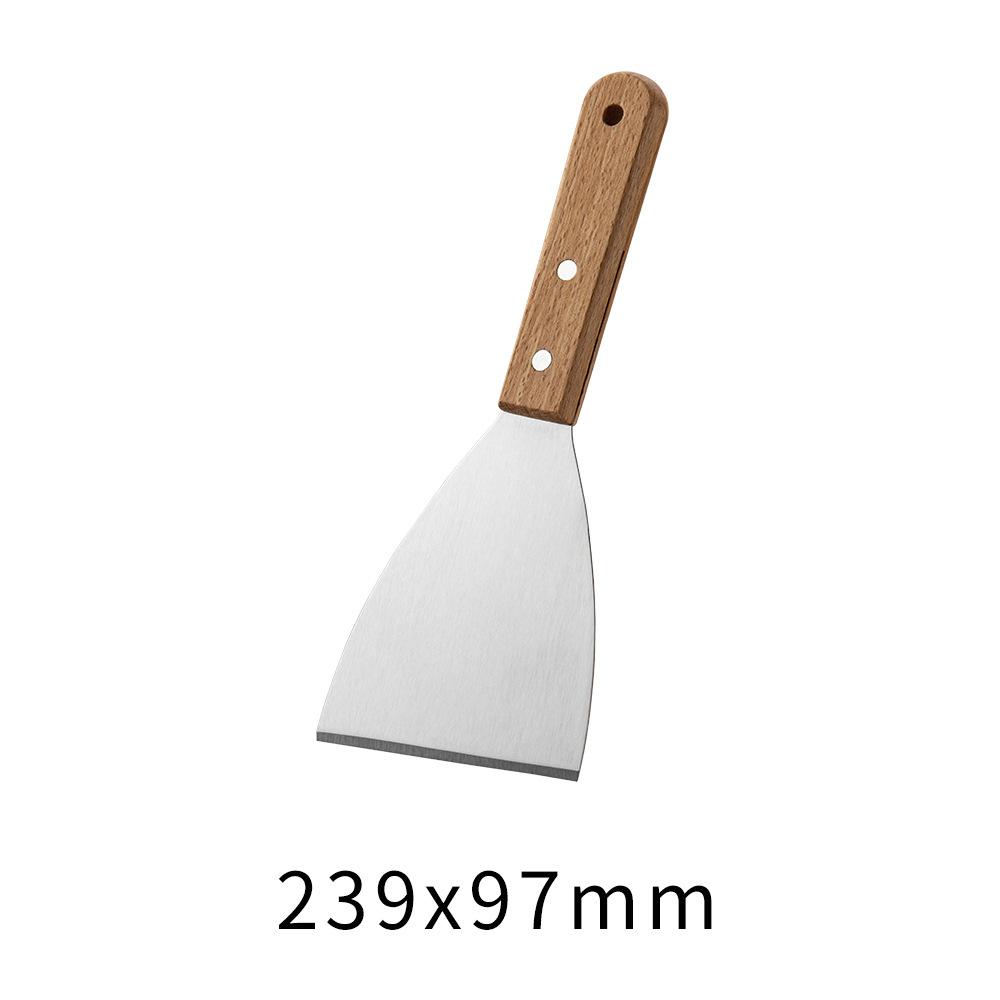 Stainless Steel Spatula, Hamburger Turner, Perforated Cooking Griddle Shovel, BBQ Fork with Wooden Handle, Cooking Barbecue Tool