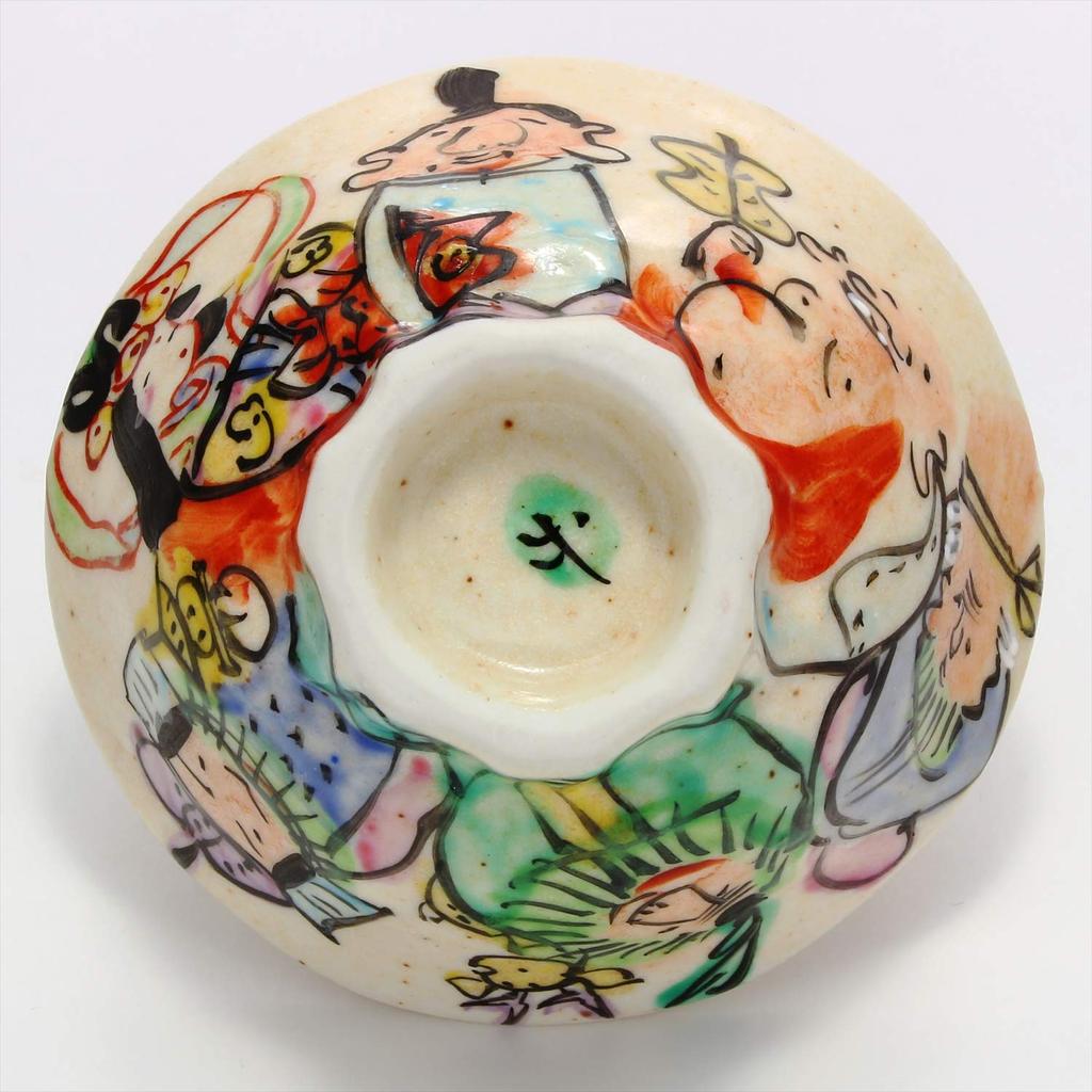 Mino Wada rice tea colored Seven Lucky presentation ware, Hitori, bowl, bowl, painting, Gods, box, 105-0031