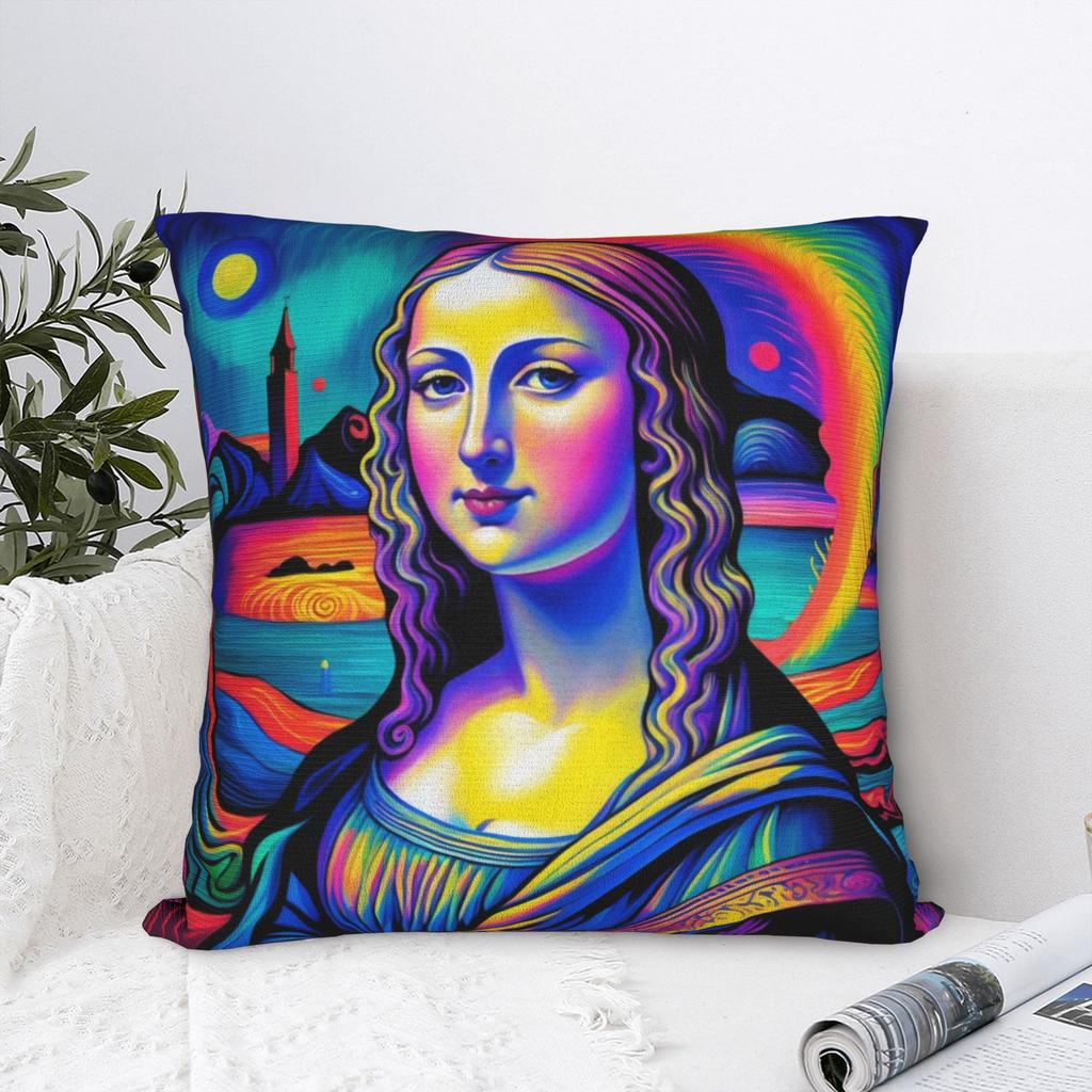 Pillow Cover Psychedelic Mona Lisa Novelty Pillow Case For Living Room Chair Pillowcases