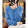 Women's V-Neck Pure Wool Knit Sweater - Heart Neckline, Autumn/Winter Base Layer
