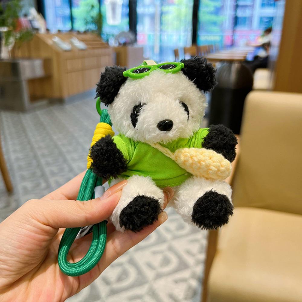 

Мягкий мультяшный брелок в виде панды, плюшевый, пушистый, кольцо для ключей от машины, модный шарм для сумки, маленькие подарки зелёный