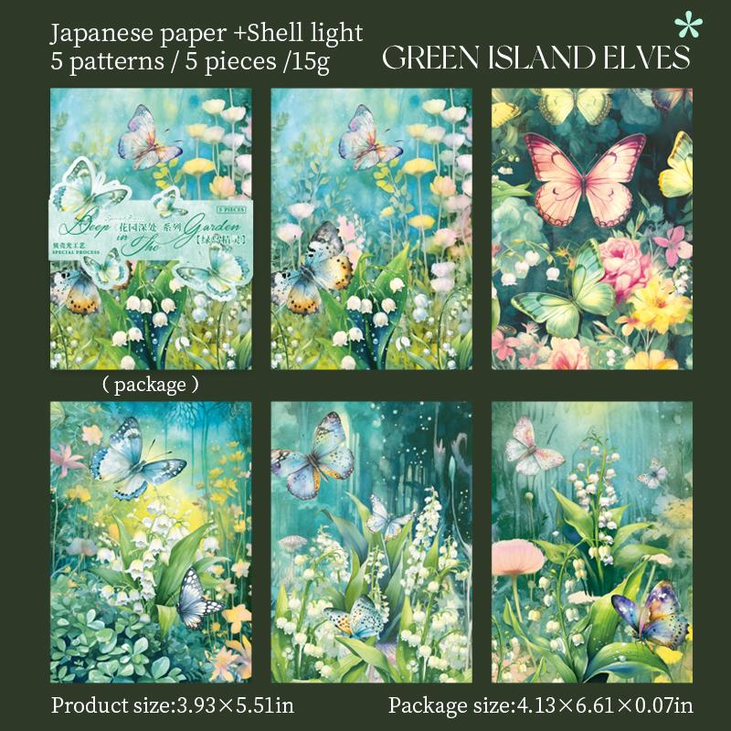 5 Pcs INS Bronzing Flowers Plant Background Stickers Decorative Diary Album Scrapbooking Material