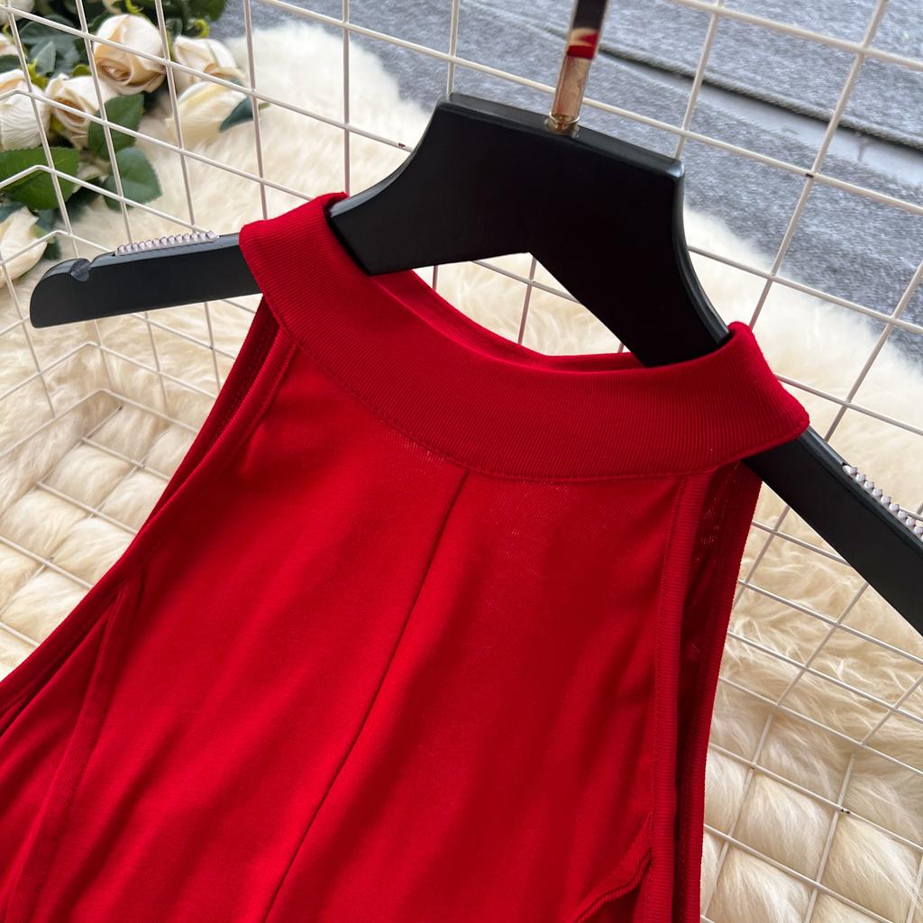 Pure Desire Sleeveless Dress Women's Summer Sexy Backless Waist Thin Spice Girl Chic Pendulum Long Skirt