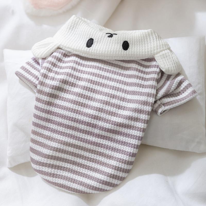 Striped POLO Shirt Puppy Clothes Spring and Autumn Thin Style Teddy Bichon Bear Schnauzer Pet Summer Cat Summer