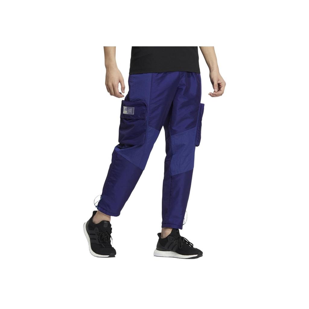 adidas Solid Color Loose Fit Multi Pocket Casual Adjustable Cuff Cargo Pants Men Pants Indigo HT0524