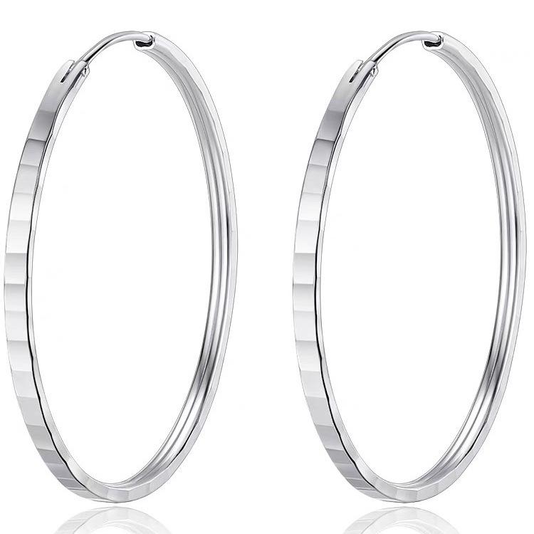 Sterling Silver Big Hoop Earrings for Women - High-End Fashion Circle Dangle Style