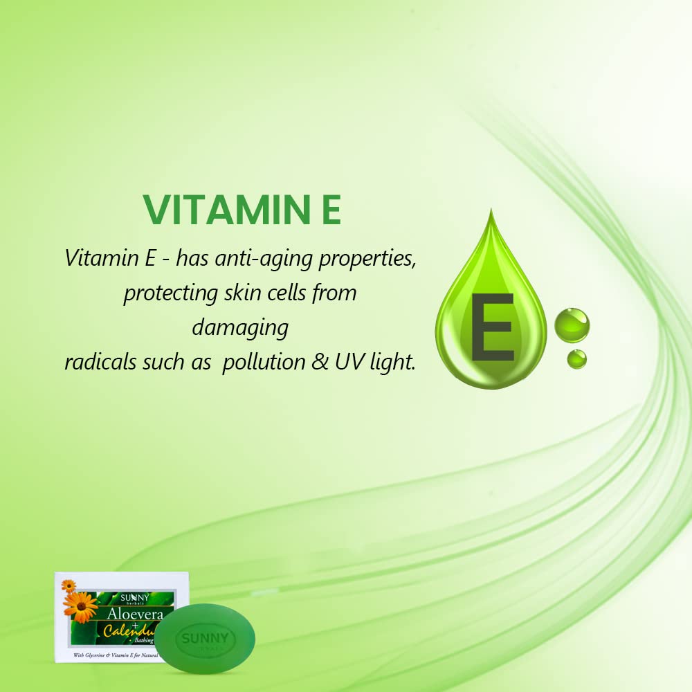 Solig Aloe Vera Ringblomma & Vitamin-E Badtvål 75g X Förpackning med 6 för Mjuk Smidig Glödande Hud