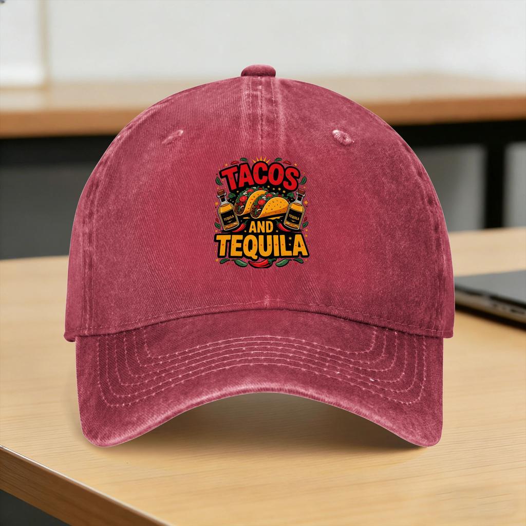 Tacos And Tequila Mexican Food Taco Lover Casual Baseball Cap Summer Trucker Hat Outdoor Gym Snapback Cap Unisex Baseball Caps