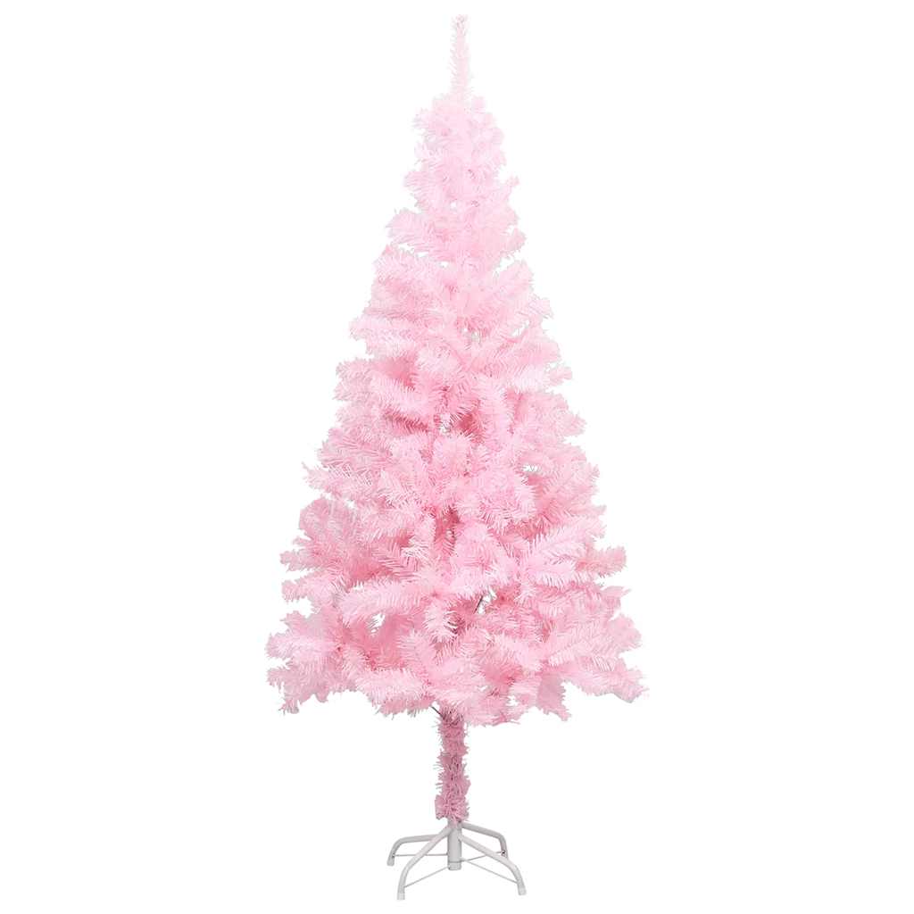 Vidaxl Sztuczna Choinka Z Lampkami I Bombkami, Różowa, 120 Cm, Pvc
