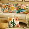 Floral Sunrise Cactus Throw Pillow Covers Bohemian Abstract Yellow Green Blue Pillowcases For Living Room Bedroom Sofa Bed Decor