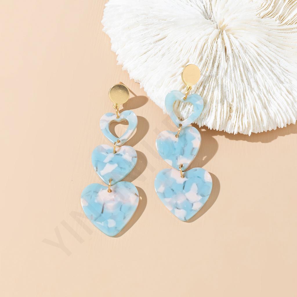 Spring and Summer New Xiaoxiangfeng Earrings Girlish Breath Heart Earrings Acrylic Sweet and Cute Stud Earrings