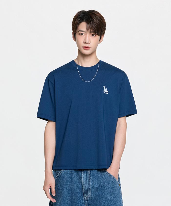 Emelbi Basic Lace Mega Logo Oversized Short Sleeve T-Shirt La (D.Navy)
