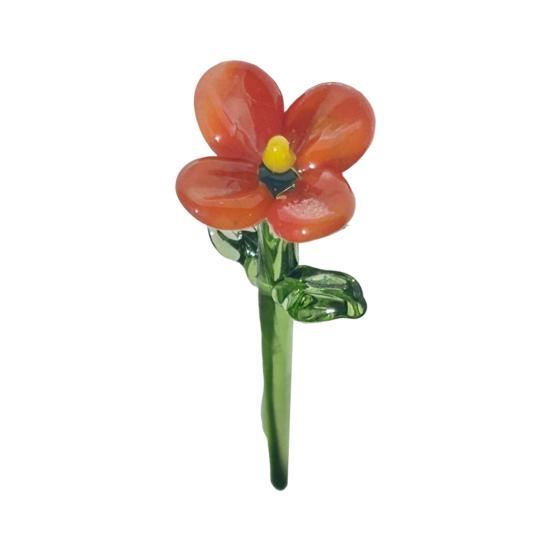 Hand Blown Mini Glass Flower Figurine Collectible Miniature Faux Crystal Flower Ornaments for Mothers Day Birthday Table Centerpiece DIY Craft