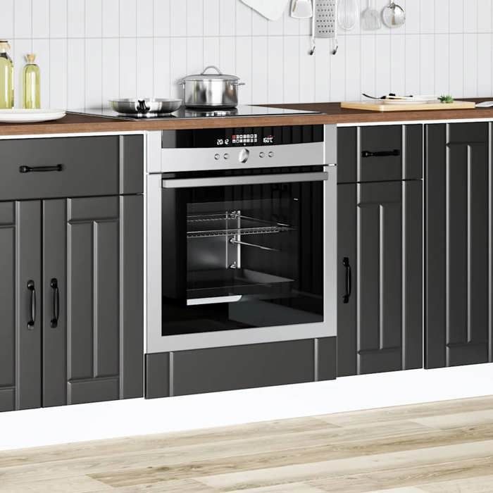 VidaXL Oven Cabinet Lucca Black Engineered Wood, Oven Unit, Kitchen Oven Cabinet, Oven Base Unit, Unit 853758